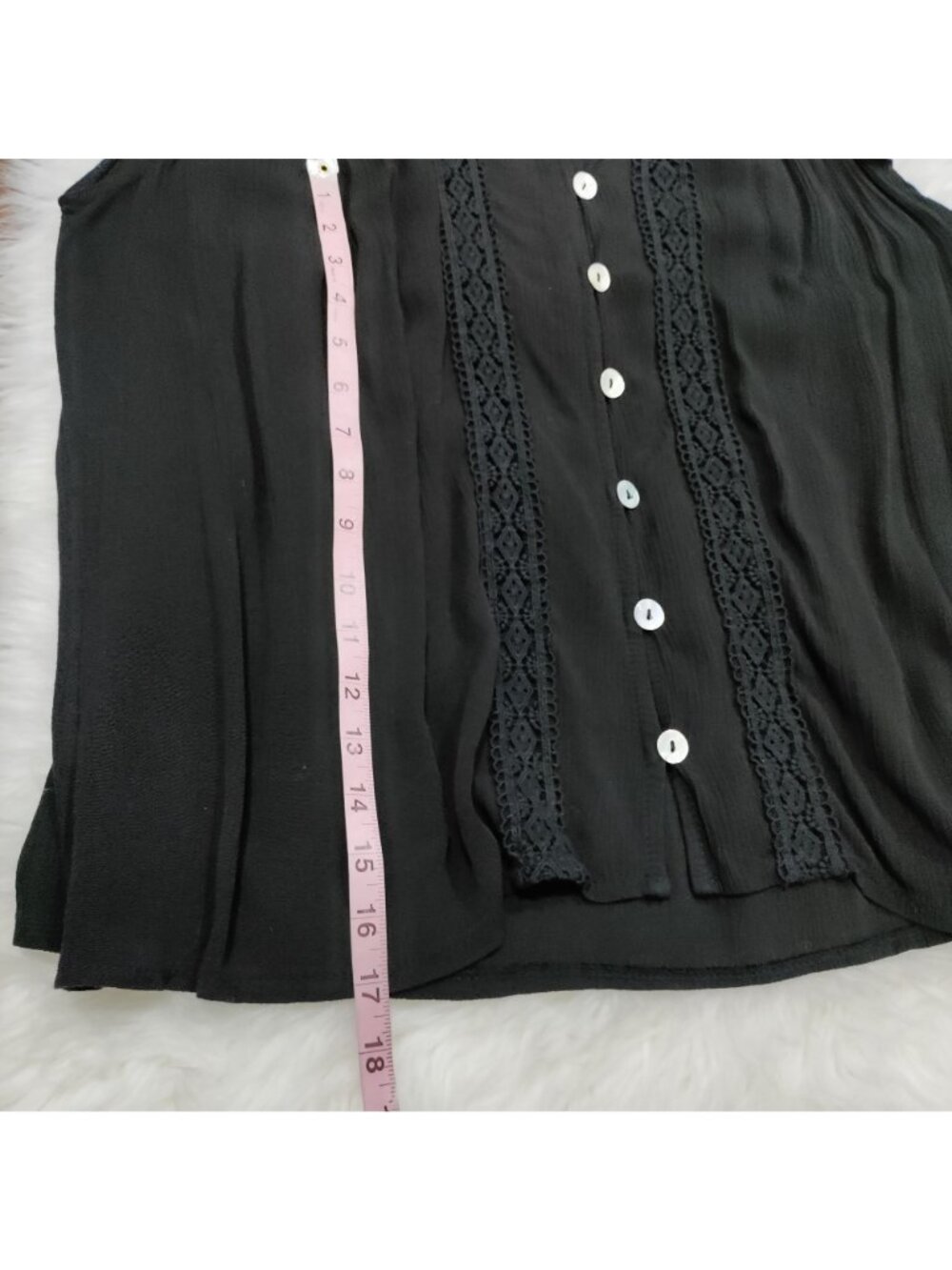 Made in Italy Whimsy Boho Black Lace MTrim Ruffle Button Up Sleeve Blouse - Picture 10 of 10